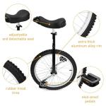 Nisorpa 20" Inch Unicycle Classic Black One Wheel Bike with Anti-Skid Alloy Rim and Pedal Adjustable Height Cycling for Kids Adults Beginner Outdoor Indoor Sports Entertainment Exercises Balance Fun