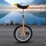 16/24 Inch Wheel Unicycle with Steel Rim, Unicycle Electric Wheel Skidproof Mountain Tire Cycling Sports Exercise with Adjustable Seat, Adults Kids Outdoor Sports Fitness Exercise Tool (16Inch Yellow)