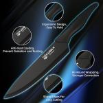 KATISUN 16 Pieces Kitchen Knife Block Set with Cutting Board, German Stainless Steel Knife Set with Sharpener, Dishwasher Safe, Anti-Slip Handle, 6 Steak Knives, Black