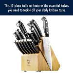 HENCKELS Statement Premium Quality 15-Piece Set with Block, Natural, Razor-Sharp, German Engineered Informed by 100+ Years of Mastery, Lightweight and Strong, Dishwasher Safe