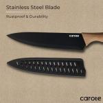 CAROTE 12PCS Knife Set, Stainless Steel Kitchen Knife Set with Nonstick Ceramic Coating Dishwasher Safe with 6 Blade Guards, Rustproof, Black