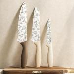 CAROTE 12PCS Knife Set, Kitchen Knife Set with 6 Blade Guards, Stainless Steel Knives Set With Nonstick Ceramic Coating, Rustproof, Delicate Floral Designs, White
