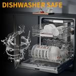 KATISUN 16 Pieces Kitchen Knife Block Set with Cutting Board, German Stainless Steel Knife Set with Sharpener, Dishwasher Safe, Anti-Slip Handle, 6 Steak Knives, Black