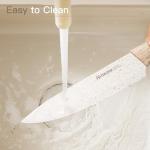 Astercook Knife Set, 13 Pieces Kitchen Knives Set with Ceramic Coating, Stainless Steel Chef Knife Sets with 6 Blade Guards, Dishwasher Safe Knives with Wooden Handle, White