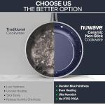 Nuwave 7pc Cookware Set Healthy Duralon Blue Ceramic Nonstick Coated, Diamond Infused Scratch-Resistant, PFAS Free, Oven Safe, Induction Ready & Evenly Heats, Tempered Glass Lids & Stay-Cool Handle