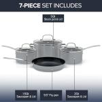 Nuwave Healthy Duralon Blue Ceramic Nonstick Coated 7pc Cookware Set, Scratch-Resistant Diamond Infused, PFAS Free, Induction Ready & Evenly Heats, Oven Safe, Tempered Glass Lids