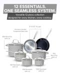 Nuwave Healthy G11-Pots and Pans Set Non Stick, 9H Near-Diamond Hardness Scratch-Resistant, Works on All Stovetops, PFAS Free, with Frying Pans, Saucepans & Glass Lids, Stay-Cool Handles, Cool Gray