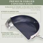 Nuwave Healthy Duralon Blue Ceramic Nonstick Cookware Set, Diamond Infused Scratch-Resistant, PFAS Free, Dishwasher & Oven Safe, Induction Ready & Evenly Heats, Tempered Glass Lids & Stay-Cool Handles