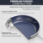 Nuwave Healthy Duralon Blue Ceramic Nonstick Coated 7pc Cookware Set, Scratch-Resistant Diamond Infused, PFAS Free, Induction Ready & Evenly Heats, Oven Safe, Tempered Glass Lids