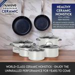 Nuwave Healthy Duralon Blue Ceramic Nonstick Cookware Set, Diamond Infused Scratch-Resistant, PFAS Free, Dishwasher & Oven Safe, Induction Ready & Evenly Heats, Tempered Glass Lids & Stay-Cool Handles