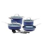 Blue Diamond 9 Piece Nonstick Cookware Set, Diamond Ceramic Pots & Pans, Dishwasher & Metal Utensil Safe, Non Toxic PFAS-Free, Kitchen Cooking Sauce & Saute Pans, Oven & Broiler to 600F, Blue