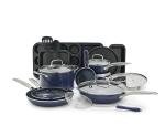 Blue Diamond 20 Piece Nonstick Cookware Set, Diamond Ceramic Pots & Pans, Dishwasher & Metal Utensil Safe, Non Toxic PFAS-Free, Kitchen Cooking Sauce & Saute Pans, Oven & Broiler to 600F, Blue