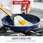 Blue Diamond 14 Piece Nonstick Cookware Set, Diamond Ceramic Pots & Pans, Dishwasher & Metal Utensil Safe, Non Toxic PFAS-Free, Kitchen Cooking Sauce & Saute Pans, Oven & Broiler to 600F, Blue