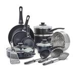 GreenLife 16 Piece Nonstick Cookware Set, Soft Grip Non-Toxic PFAS-Free Ceramic Pots & Pans, Dishwasher & Oven Safe, Frying, Sauce, Saute, Utensils, Glass Lids, Stay-Cool Handles, Wobble Free, Black