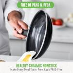 GreenLife 16 Piece Nonstick Cookware Set, Soft Grip Non-Toxic PFAS-Free Ceramic Pots & Pans, Dishwasher & Oven Safe, Frying, Sauce, Saute, Utensils, Glass Lids, Stay-Cool Handles, Wobble Free, Black