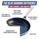 Blue Diamond 14 Piece Nonstick Cookware Set, Diamond Ceramic Pots & Pans, Dishwasher & Metal Utensil Safe, Non Toxic PFAS-Free, Kitchen Cooking Sauce & Saute Pans, Oven & Broiler to 600F, Blue