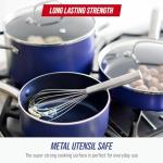 Blue Diamond 14 Piece Nonstick Cookware Set, Diamond Ceramic Pots & Pans, Dishwasher & Metal Utensil Safe, Non Toxic PFAS-Free, Kitchen Cooking Sauce & Saute Pans, Oven & Broiler to 600F, Blue