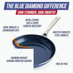 Blue Diamond 20 Piece Nonstick Cookware Set, Diamond Ceramic Pots & Pans, Dishwasher & Metal Utensil Safe, Non Toxic PFAS-Free, Kitchen Cooking Sauce & Saute Pans, Oven & Broiler to 600F, Blue