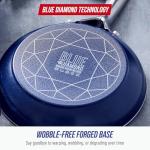 Blue Diamond 14 Piece Nonstick Cookware Set, Diamond Ceramic Pots & Pans, Dishwasher & Metal Utensil Safe, Non Toxic PFAS-Free, Kitchen Cooking Sauce & Saute Pans, Oven & Broiler to 600F, Blue