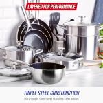 Blue Diamond 15 Piece Stainless Steel Tri-Ply Cookware Pots and Pans Set, Induction Compatible, Diamond Infused PFAS-Free Ceramic Nonstick, Dishwasher & Metal Utensil Safe, Scratch Resistant, Silver