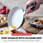 GreenPan x Bobby Flay 13 Piece Nonstick Cookware Pots and Pans Set, PFAS-Free Diamond Ceramic, Induction Suitable, Easy Clean Dishwasher & Oven Safe, Stay-Cool Silicone Handles, Glass Lids, Navy Blue