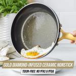 Blue Diamond Gold 10 Piece Cookware Pots and Pans Set, Induction Suitable, Diamond Infused PFAS-Free Ceramic Nonstick, Durable, Metal Utensil Safe, Dishwasher Safe, Gold Handle, Black