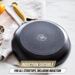 Blue Diamond Gold 10 Piece Cookware Pots and Pans Set, Induction Suitable, Diamond Infused PFAS-Free Ceramic Nonstick, Durable, Metal Utensil Safe, Dishwasher Safe, Gold Handle, Black