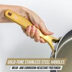 Blue Diamond Gold 10 Piece Cookware Pots and Pans Set, Induction Suitable, Diamond Infused PFAS-Free Ceramic Nonstick, Durable, Metal Utensil Safe, Dishwasher Safe, Gold Handle, Black