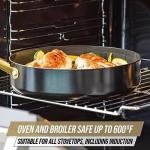 Blue Diamond Gold 10 Piece Cookware Pots and Pans Set, Induction Suitable, Diamond Infused PFAS-Free Ceramic Nonstick, Durable, Metal Utensil Safe, Dishwasher Safe, Gold Handle, Black