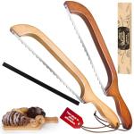 Woodever Bread Knife, 2 Pack Bread Slicer for Homemade Bread, 16'' Wooden Sourdough Bread Knife with Bow Design, Premium Stainless Steel Serrated Bread Cutter for Bagels and Baguettes (2 Pack)