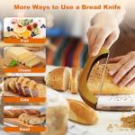 FTCIRA Bread Knife for Homemade Bread – 16" Walnut Bow Bread Cutter with Ultra-Sharp Serrated Stainless Steel Blade, Sourdough Bread Knife for Bagels, Baguettes, and Rustic Loaves - Walnut Color