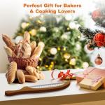 FTCIRA Bread Knife for Homemade Bread – 16" Walnut Bow Bread Cutter with Ultra-Sharp Serrated Stainless Steel Blade, Sourdough Bread Knife for Bagels, Baguettes, and Rustic Loaves - Walnut Color