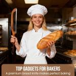 Woodever Bread Knife, 2 Pack Bread Slicer for Homemade Bread, 16'' Wooden Sourdough Bread Knife with Bow Design, Premium Stainless Steel Serrated Bread Cutter for Bagels and Baguettes (2 Pack)