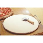 GoodCook Oven to Table Ceramic Stoneware Pizza Stone with Metal Rack, 14.75", White