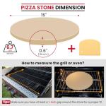 Unicook Pizza Stone for Grill Oven, 15 Inch Round Baking Stone, Heavy Duty Cordierite Bread Cooking Pan, Thermal Shock Resistant, Ideal for Making Crisp Crust Pizza, Bread and More, Includes Scraper
