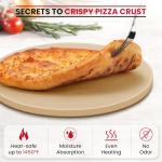 Unicook Pizza Stone for Grill Oven, 15 Inch Round Baking Stone, Heavy Duty Cordierite Bread Cooking Pan, Thermal Shock Resistant, Ideal for Making Crisp Crust Pizza, Bread and More, Includes Scraper