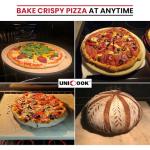 Unicook Pizza Stone for Grill Oven, 15 Inch Round Baking Stone, Heavy Duty Cordierite Bread Cooking Pan, Thermal Shock Resistant, Ideal for Making Crisp Crust Pizza, Bread and More, Includes Scraper