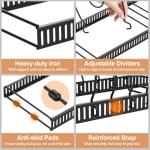 Housolution Pot and Pan Organizer Rack for Cabinet, Expandable Pot Lid Organizer Holder with 14 Adjustable Dividers, Fully Expanded Size 22.83" W x 7.09" D x 7.09" H, Black