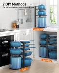ORDORA Pots and Pans Organizer: under Cabinet, 20.8" Height Heavy Duty 120LBS Pots Pans Organizer Rack for under Cabinet 8-Tier Adjustable for Big Stockpots, Dutch Oven, Cast-iron Pans, Heavy Cookware