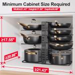 MUDEELA Pots and Pans Organizer Rack under Cabinet 14.55in Height, 8-Tiers Adjustable Pot Rack with 3 DIY Methods, Pot Lid Organizer inside Cabinet for Kitchen Pantry Organization and Storage