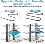 ORDORA Pots and Pans Organizer for Cabinet 16.61 Height, 8 Tier Pot Organizers Rack with 3 DIY Methods, Adjustable Pan Organizer under Cabinet Kitchen Organization and Storage