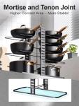 MUDEELA Pots and Pans Organizer Rack under Cabinet 14.55in Height, 8-Tiers Adjustable Pot Rack with 3 DIY Methods, Pot Lid Organizer inside Cabinet for Kitchen Pantry Organization and Storage