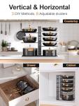 MUDEELA Pots and Pans Organizer Rack under Cabinet 14.55in Height, 8-Tiers Adjustable Pot Rack with 3 DIY Methods, Pot Lid Organizer inside Cabinet for Kitchen Pantry Organization and Storage