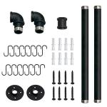 Toplife 31.5 inch Pot Rack, Kitchen Wall Mounted Detachable Pan Lid Utensils Organizer Hanging Rail with 14 Hooks, Black