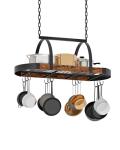 CHOEZON Hanging Pot Rack, Pot Hanger for Kitchen, Ceiling Mounted Pot Holder, Cookware Organizer with 12 S-Shaped Hooks, for Pot, Pan Storage, Space-Saving, Rustic Brown and Black TPR08BFC1