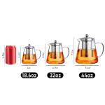 PARACITY Glass Teapot Stovetop 18.6 OZ, Borosilicate Clear Tea Kettle with Removable 18/8 Stainless Steel Infuser, Teapot Blooming and Loose Leaf Tea Maker Tea Brewer for Camping, Travel (550ML)