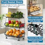 OKZEST 3-Tier Rolling Pantry Floor Organizer and Storage Cart with Wheels, Stackable Wire Pantry Baskets for Pantry Shelves, Kitchen Fruit Basket Stand and Storage Rack for Fruit Snack Onion Potato