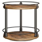 YATINEY Lazy Susan Organizer, Rotating Spice Rack, 2 Tier Spice Turntable Organizer, Industrial Turntable Spice Holder, for Kitchen Countertop and Cabinet, Compact and Versatile, Rustic Brown SR22BR