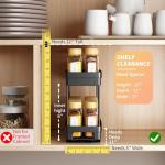 2 Pack Pull Out Spice Rack Organizer for Cabinet, Slide Out Spice Racks Organizer, Spice Cabinet Organizers, Cabinet Size Need:12'' Highx11'' Deepx5'' Wide,Hold 10 Spice Jar Each Tier-2Tier, Black