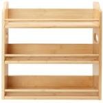 Thalomely 3 Tier Bamboo Spice Rack, Spice Rack Organizer, Seasoning Jars Rack Shelf Spice Organizer for Kitchen Counter or Wall Mounting, Spice Storage Holder with handles, Jars Not Included,Natural